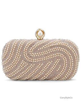 Pearl Beaded Evening Clutch Crossbody Bag with Chain for Wedding